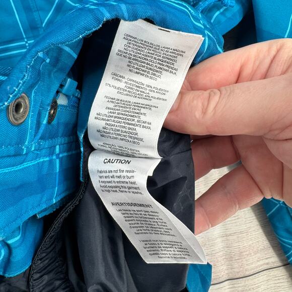 Columbia Plaid Omni Tech Snowboard Ski jacket Womens Medium Blue Interchange - Picture 13 of 16